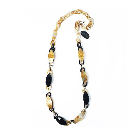 Ivory Mocha Leopard Tortoise Long Chain Necklace