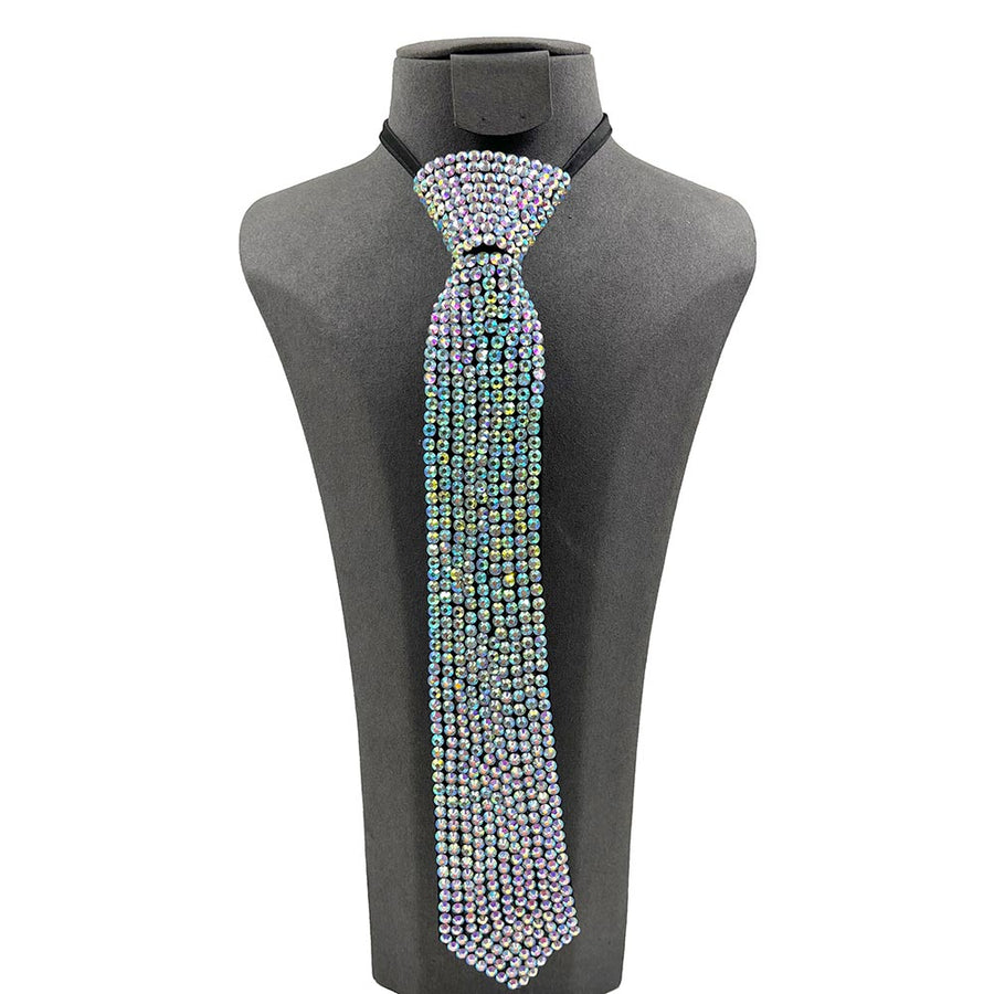 Dazzling Pink Bling Rhinestone Necktie Necklace