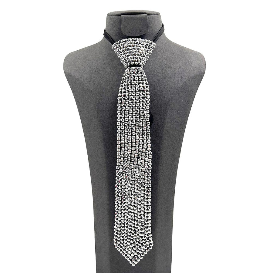 Dazzling Pink Bling Rhinestone Necktie Necklace