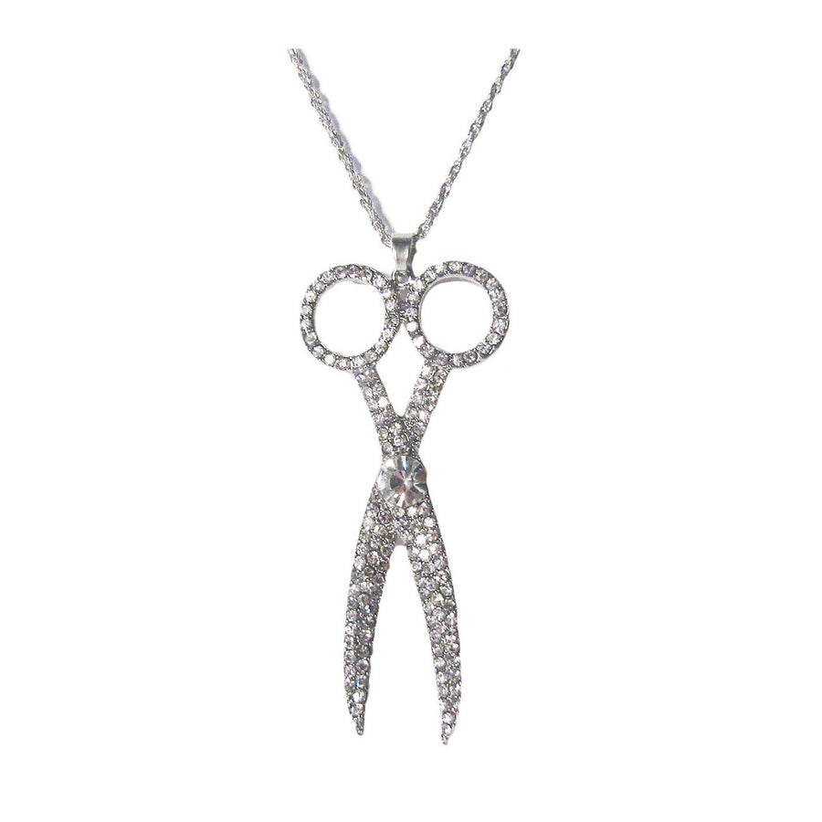 Sparkling Multi Color Rhinestone Scissor Pendant Necklace