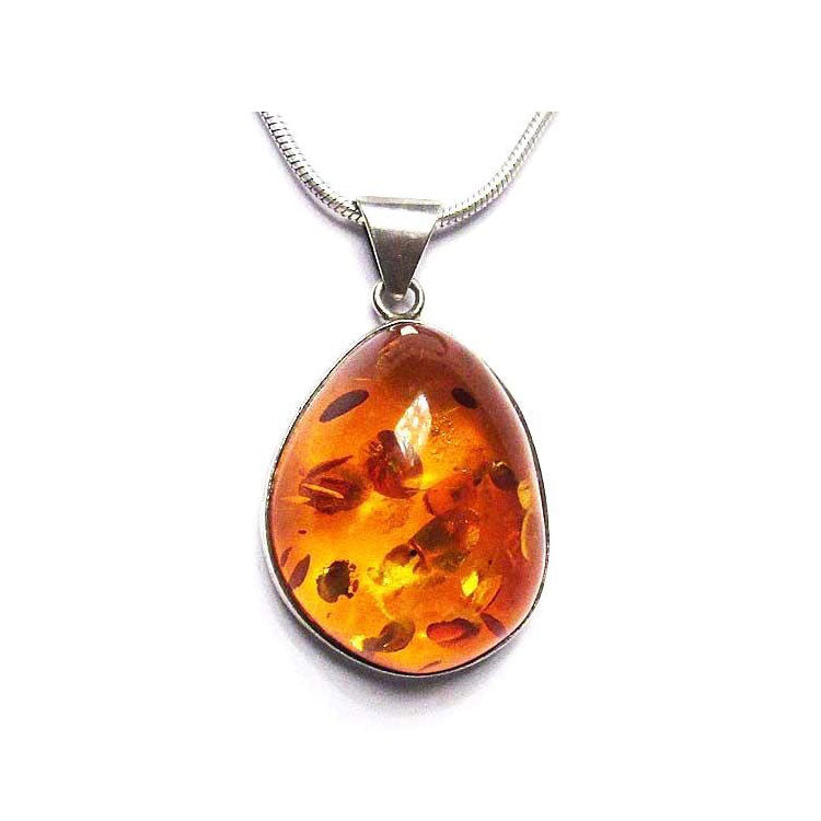 Jumbo Genuine Amber Sterling Silver Pendant