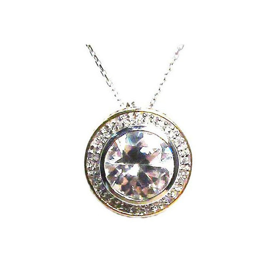 Sparkling Clear Stud Gold Vermeil Pendant Necklace