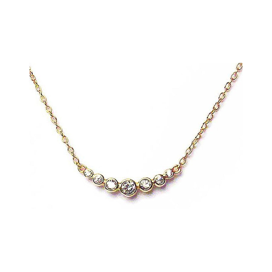 CZ Crystal Gold Plated Arc Link Pendant Necklace