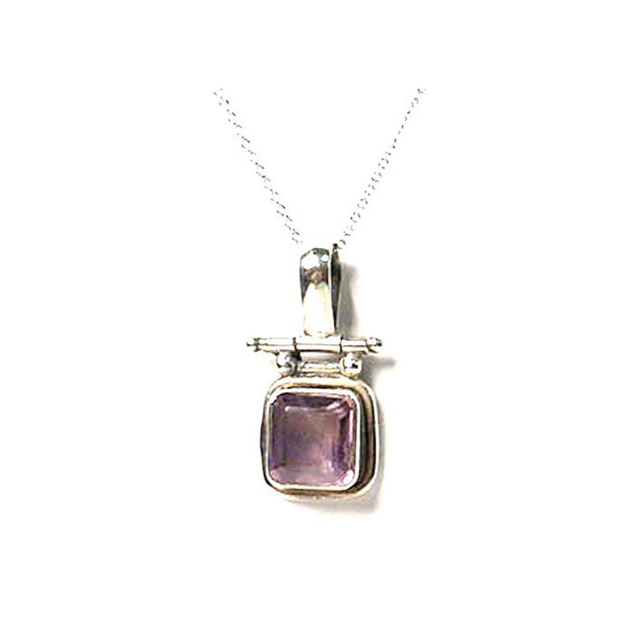 Romantic Amethyst Semi-Precious Dangling Sterling Silver Pendant Necklace