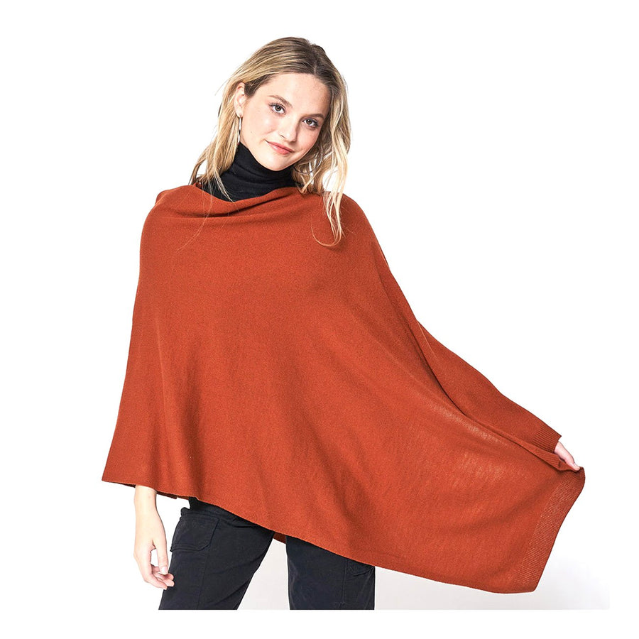 Luxurious Light Weight Rust Scarf Poncho