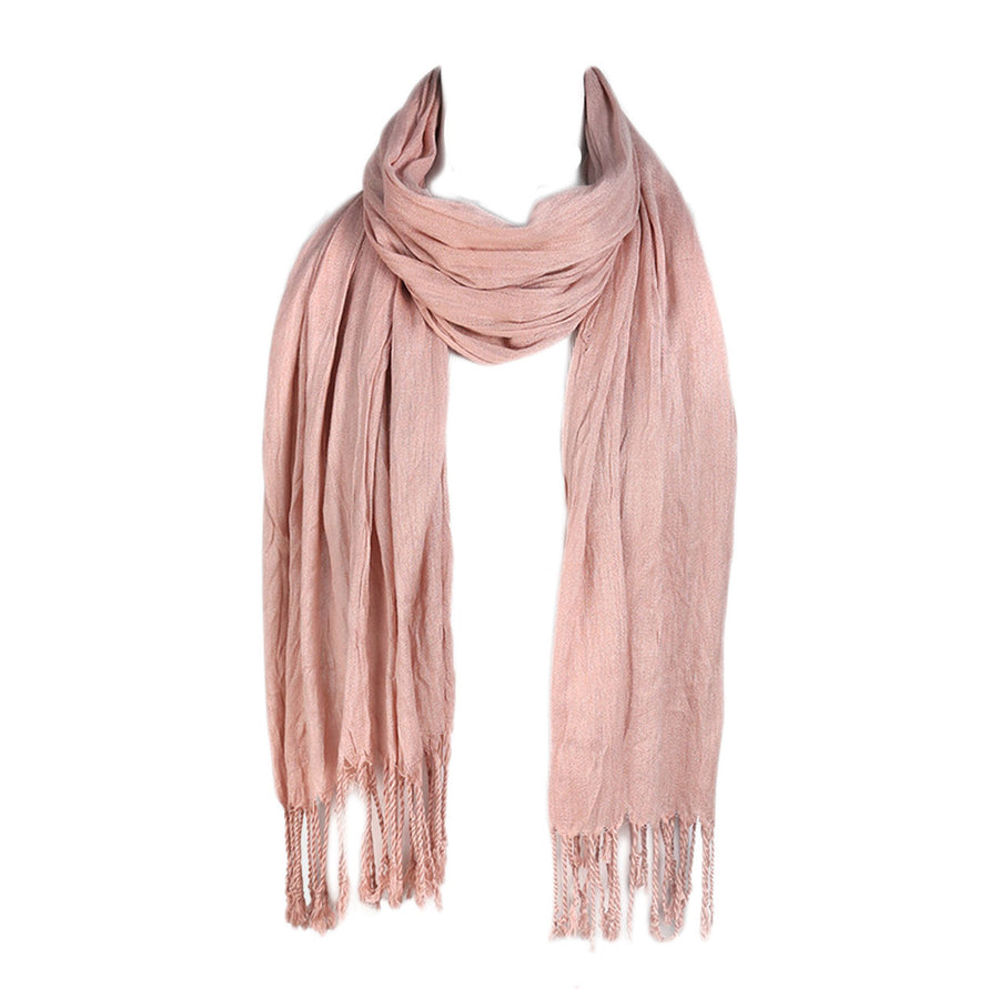 Coral Crinkle Tassel Scarf