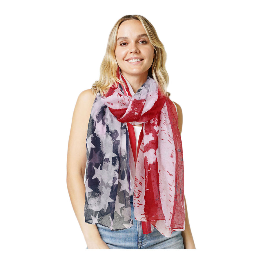 American USA Flag Print Scarf