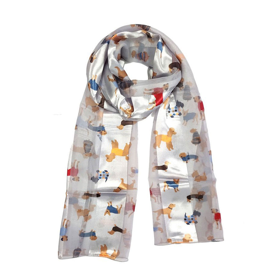 Shimmering Silk Whimsical Doggies Scarf