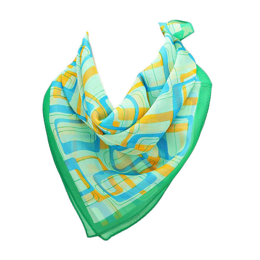 Green Blue Geometric Square Scarf