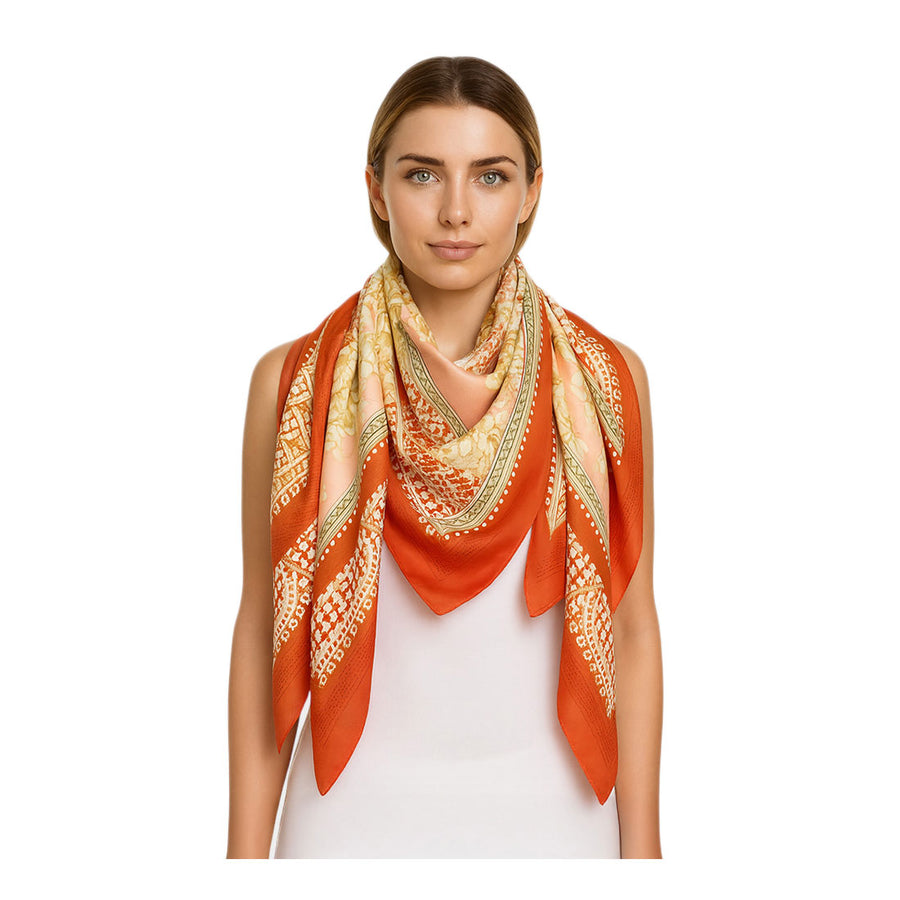 Elegant Turquoise Baroque Silk Feel Square Scarf