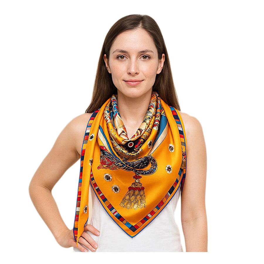Elegant Intricate Geometric Paisley Print Square Scarf
