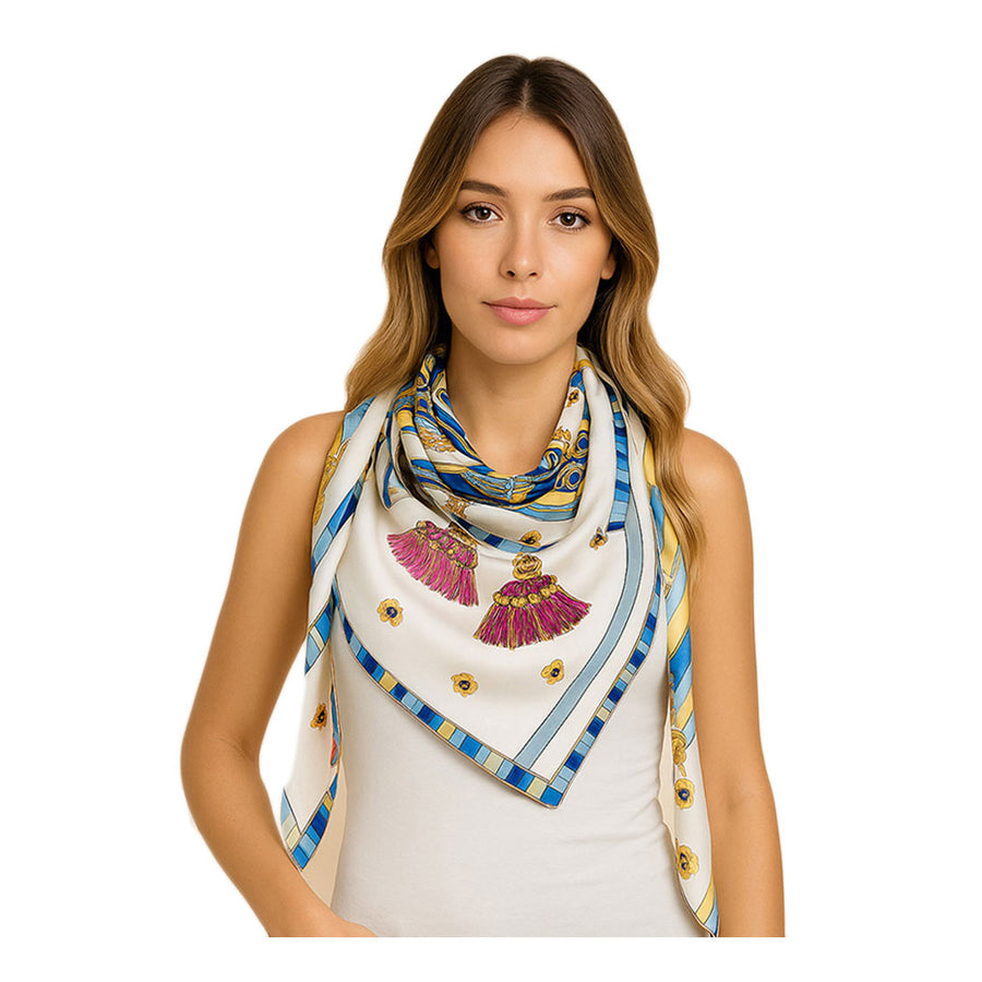Elegant Intricate Geometric Paisley Print Square Scarf