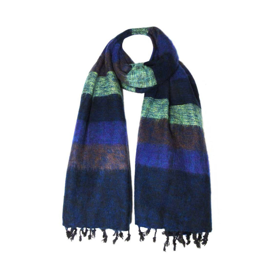 Blue Band Handloom Nepal Wool Scarf