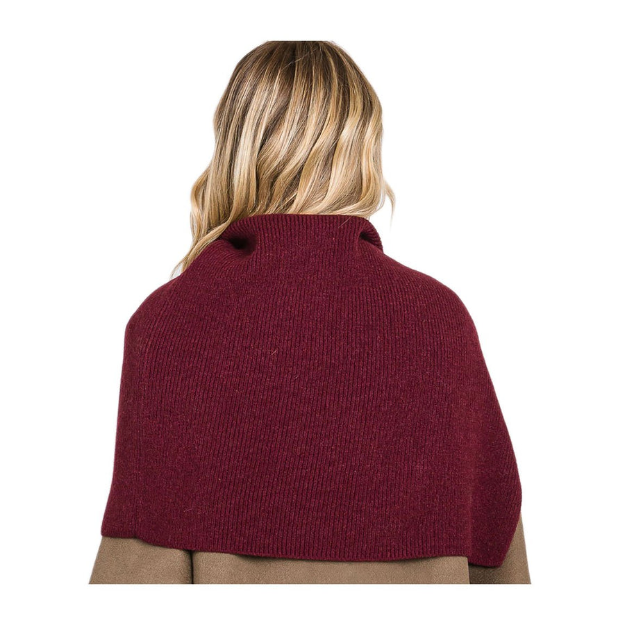 Rust Slit Turtleneck Knit Scarf Shawl
