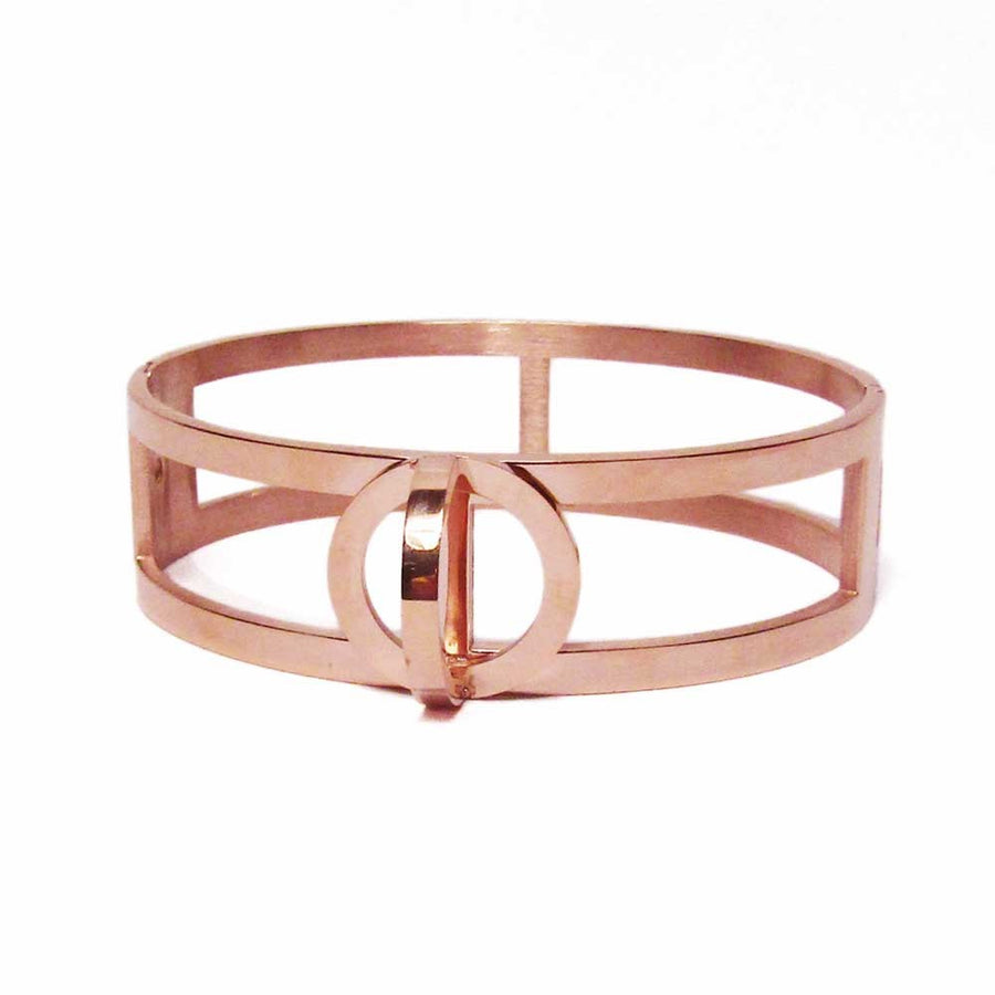 Modern Rose Gold Twist Double Bangle Bracelet