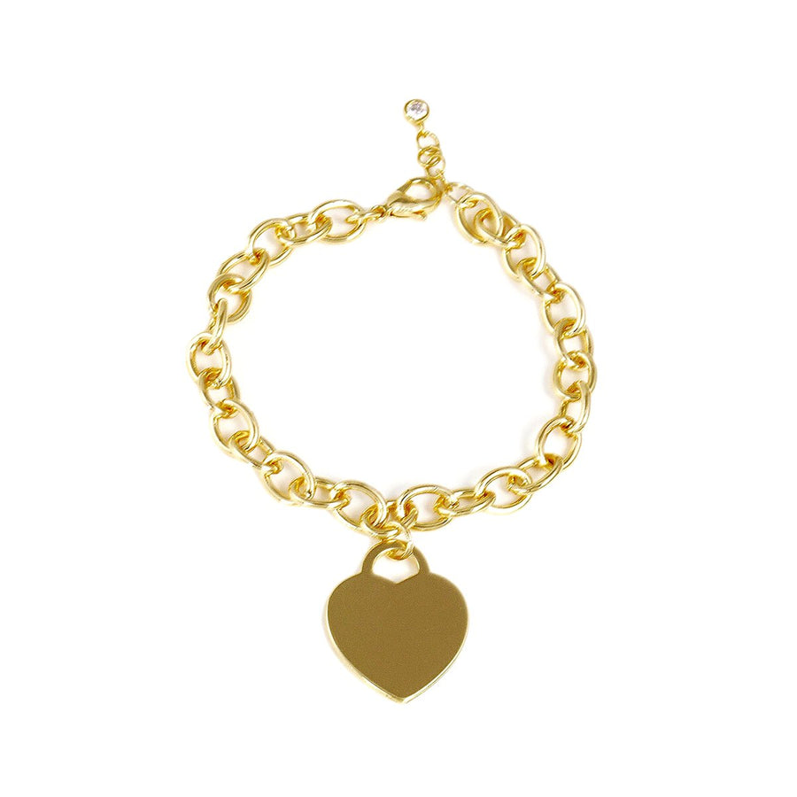 Gold Metal Heart Lock Charm Bracelet