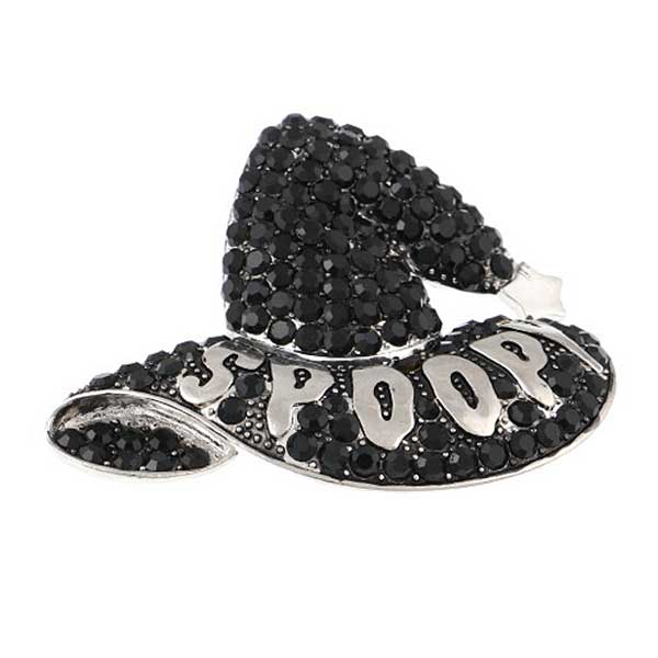 Black Rhinestone Pave Hat Brooch