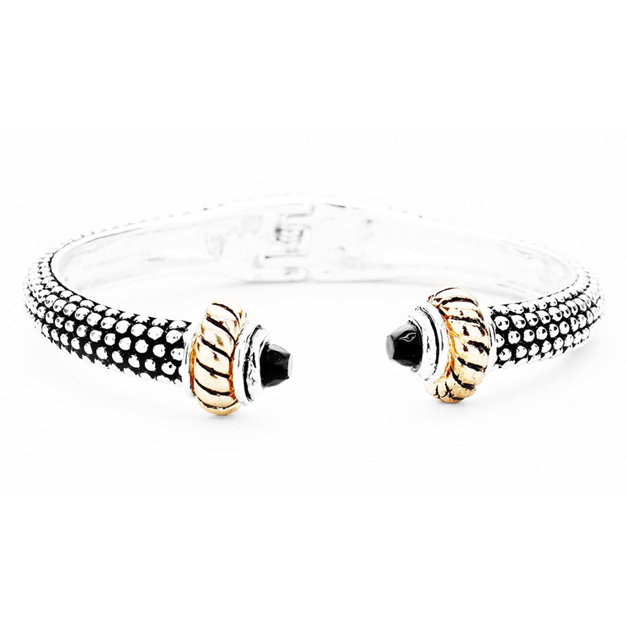 Classic Silver Black ‘Dot’ Cuff Bracelet