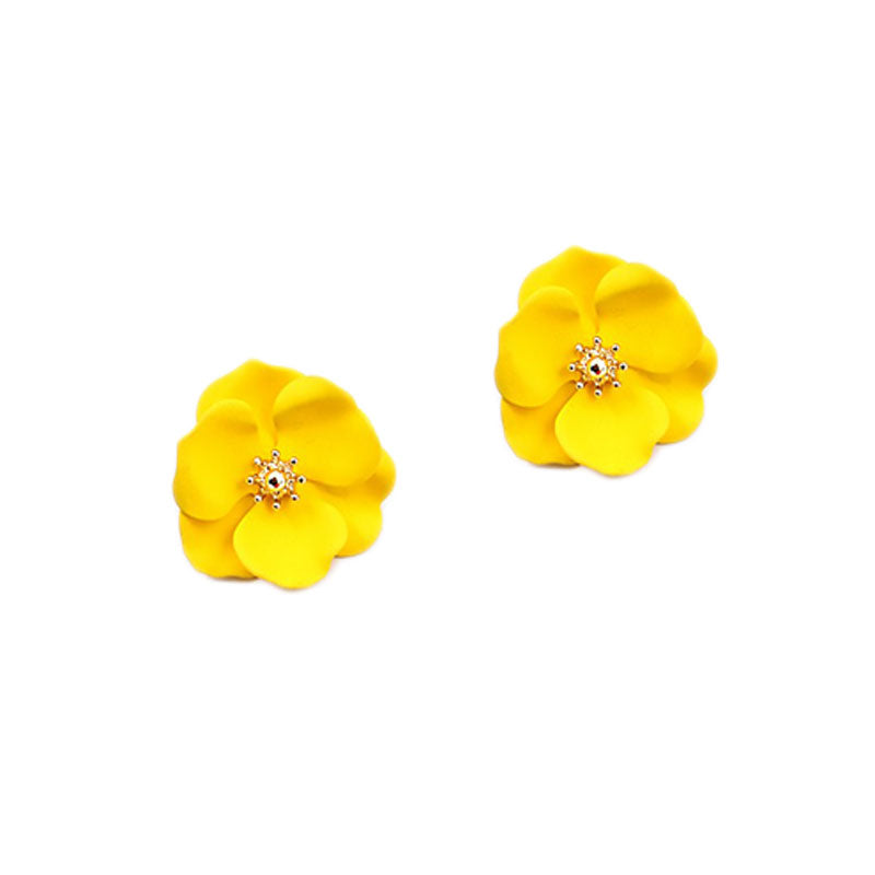 Romantic Yellow Floral Stud Earrings