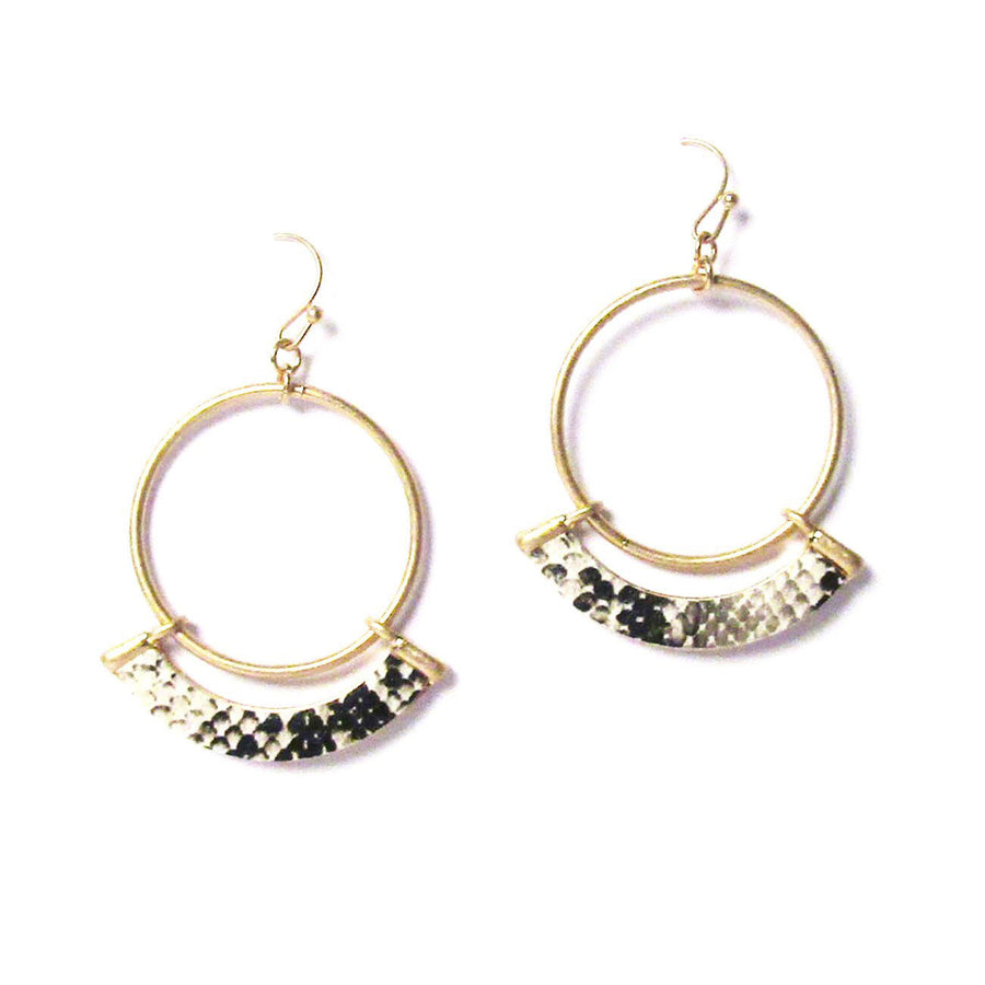 Chic Snake Skin-Print Hoop Statement Earrings