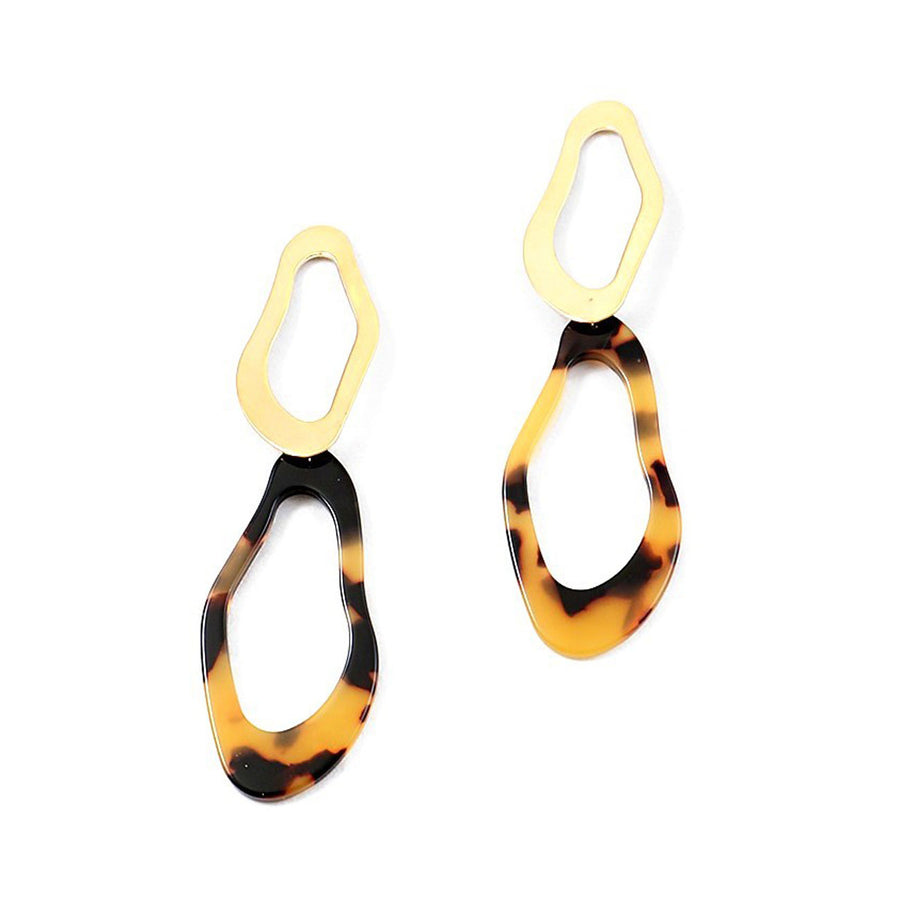 Gorgeous Abstract Tortoise Resin Dangle Statement Earrings