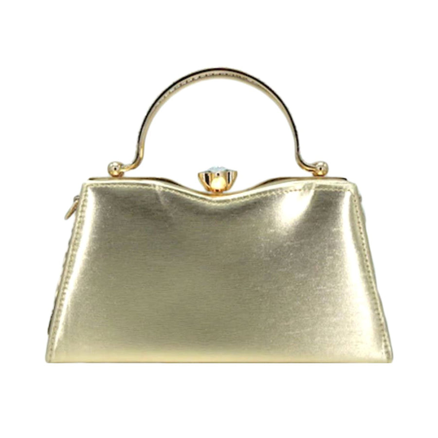 Silver Top Handle Evening Clutch Bag