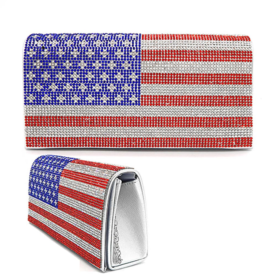Luxe Stars and Stripes Patriotic American Clutch Crossbody Bag