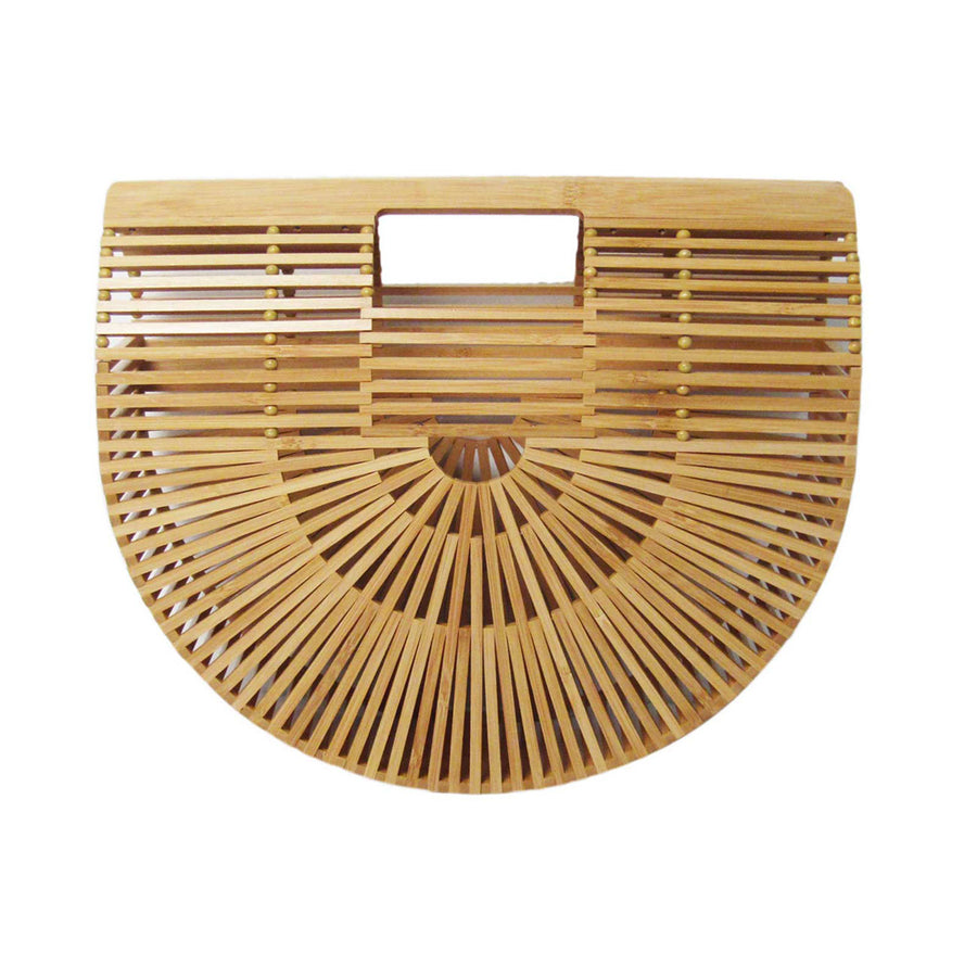 Iconic Handcrafted Green Bamboo Curve Case Bag