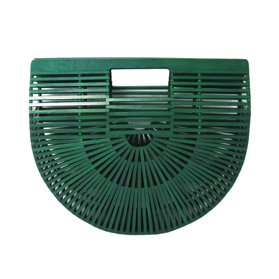 Iconic Handcrafted Green Bamboo Curve Case Bag