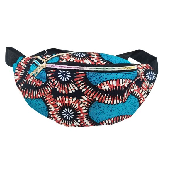 Boho Teal Abstract Pattern Belt Bag
