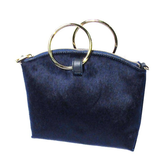 Blue Calf Hair Bracelet Ring Handle Bag