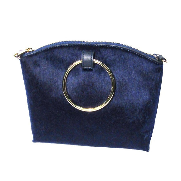 Blue Calf Hair Bracelet Ring Handle Bag