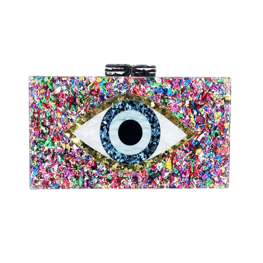 Luxe Bling Multi Evil Eye Evening Clutch Case Bag