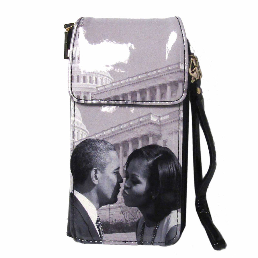 Lovely Black White Obama Couple Smartphone Wallet Wristlet Case Bag