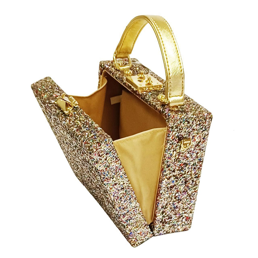 Shimmering Glitters Top Handle Evening Purse Case Bag