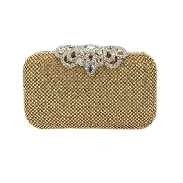 Sparkling Gold Rhinestone Evening Clutch Case Bag