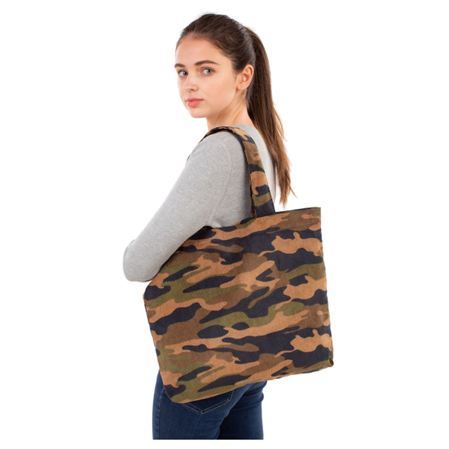 Stylish Camouflage Print Corduroy Tote Bag