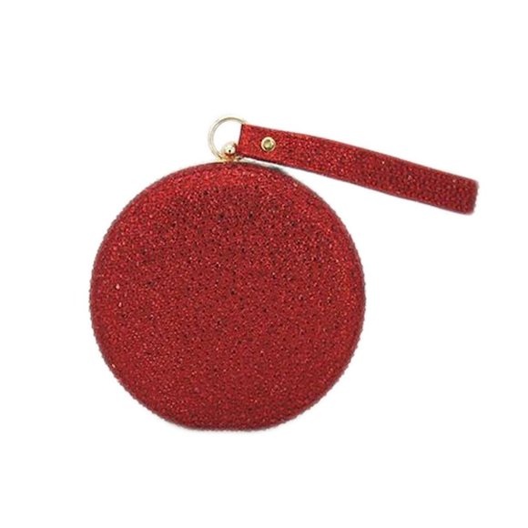 Dazzling Red Round Wristlet Evening Case Clutch Handbag