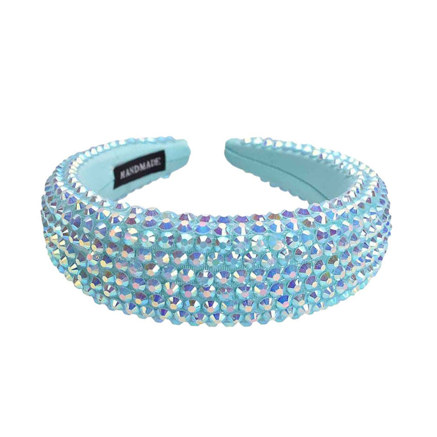 Glittering Romantic Jumbo Blue Multi Faceted Beaded Headband