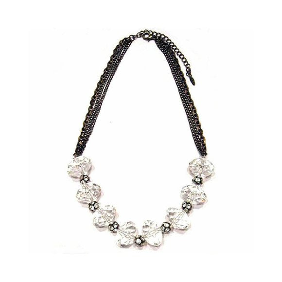 Multi Faceted Clear Bead Chain Necklace