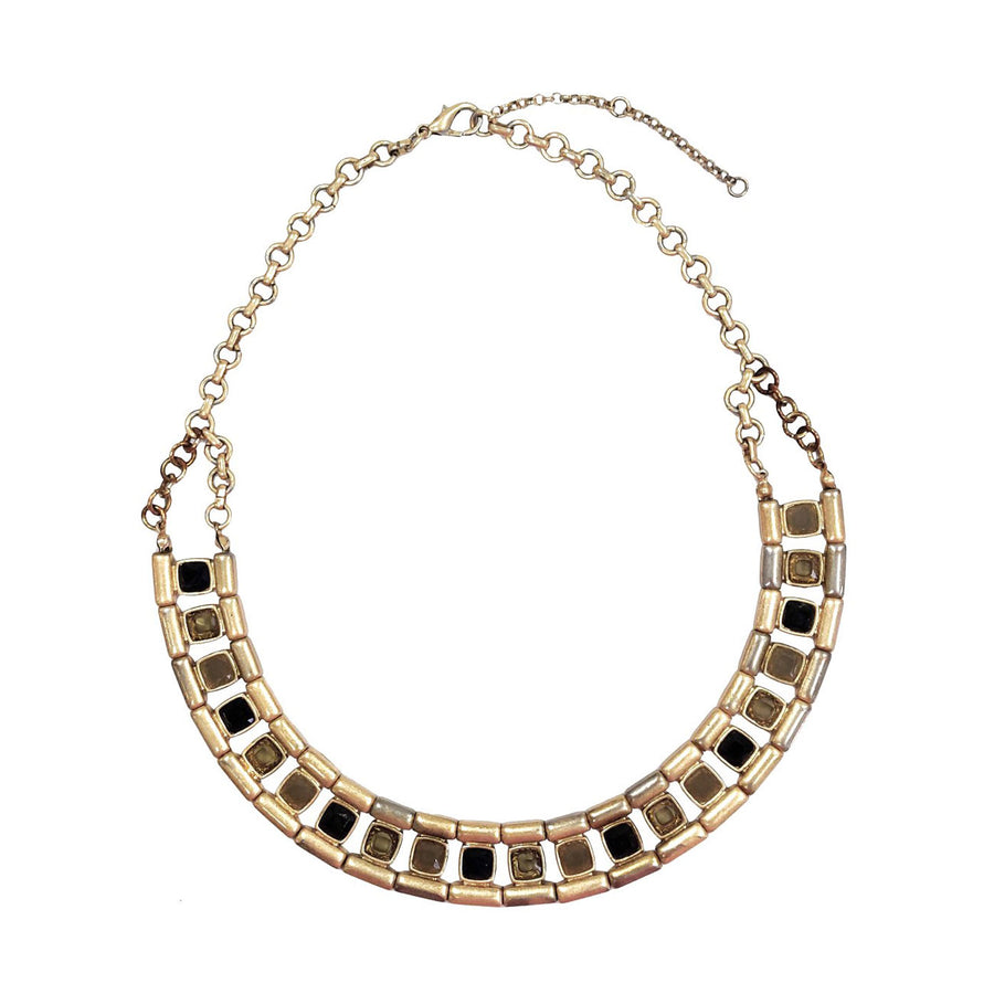 Multi-Faceted Resin Square Beads Oversized Collar Necklace