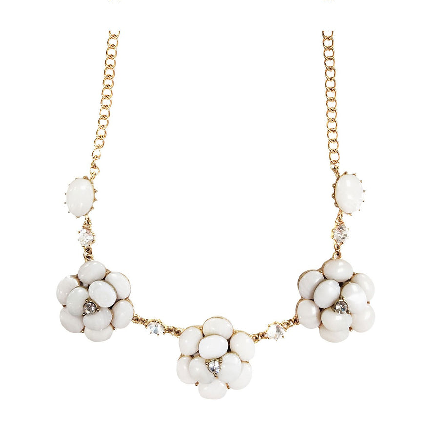 Multi Natural Floral Mother of Pearl Chain Link Necklace