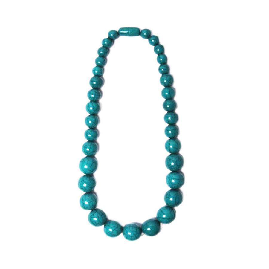 Handcrafted Teal Blue Round Statement Necklace