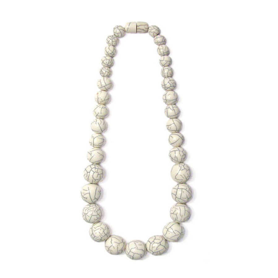 Handcrafted Long Off White Round Statement Necklace