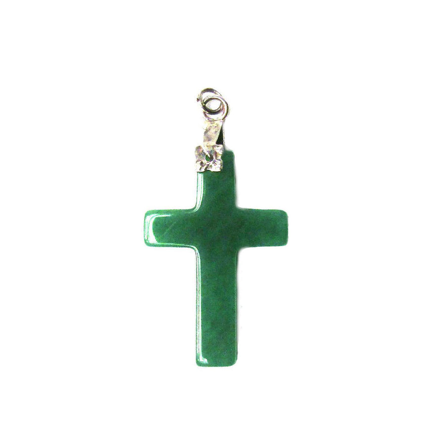 Green Jade Cross Pendant Necklace