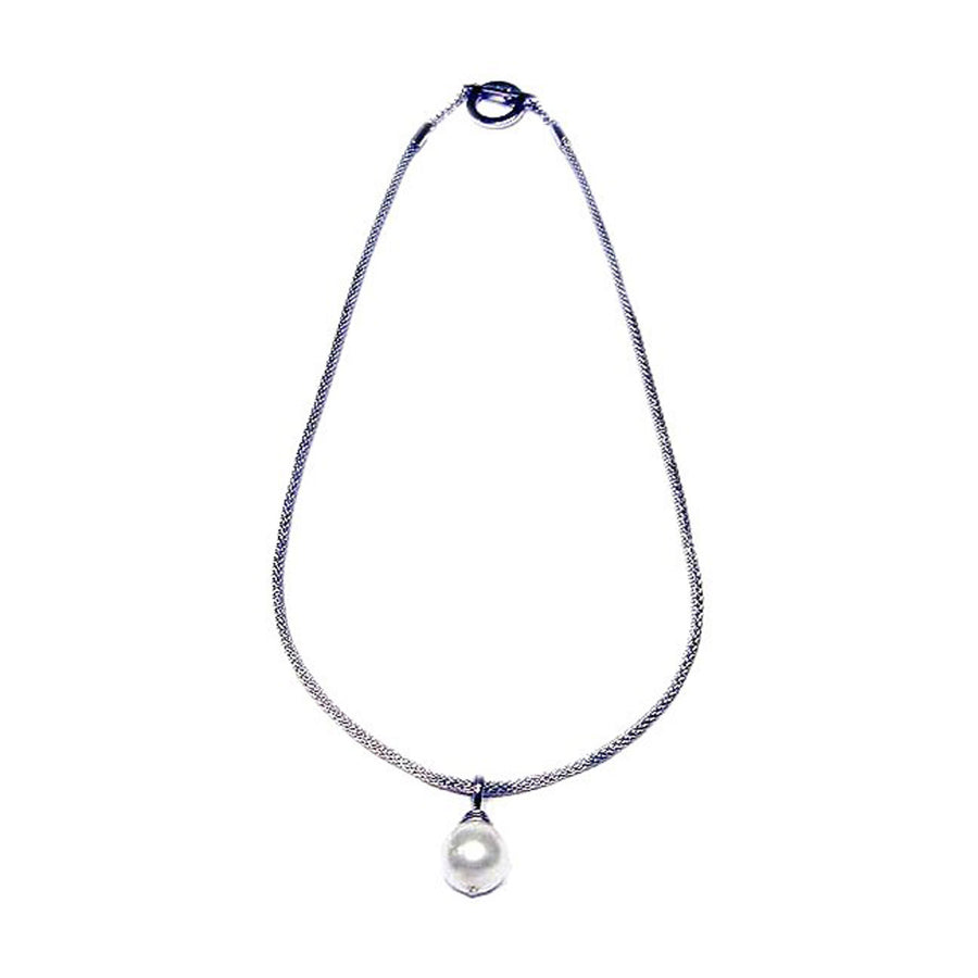 Jumbo Mother Of Pearl White Drop Pendant Necklace