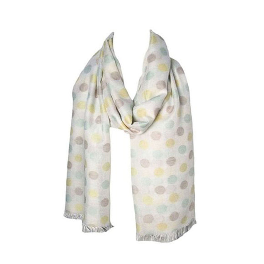 Yellow Blue Polka Dot Pattern Scarf