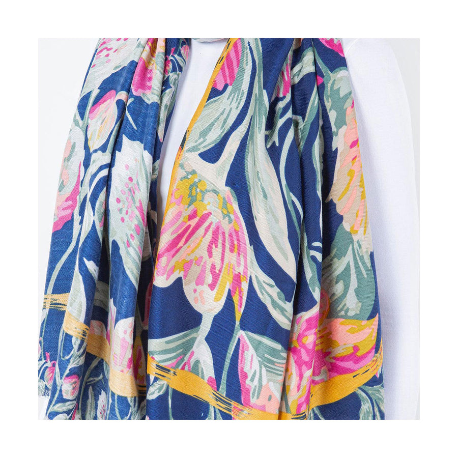 Blue Floral Pattern Scarf