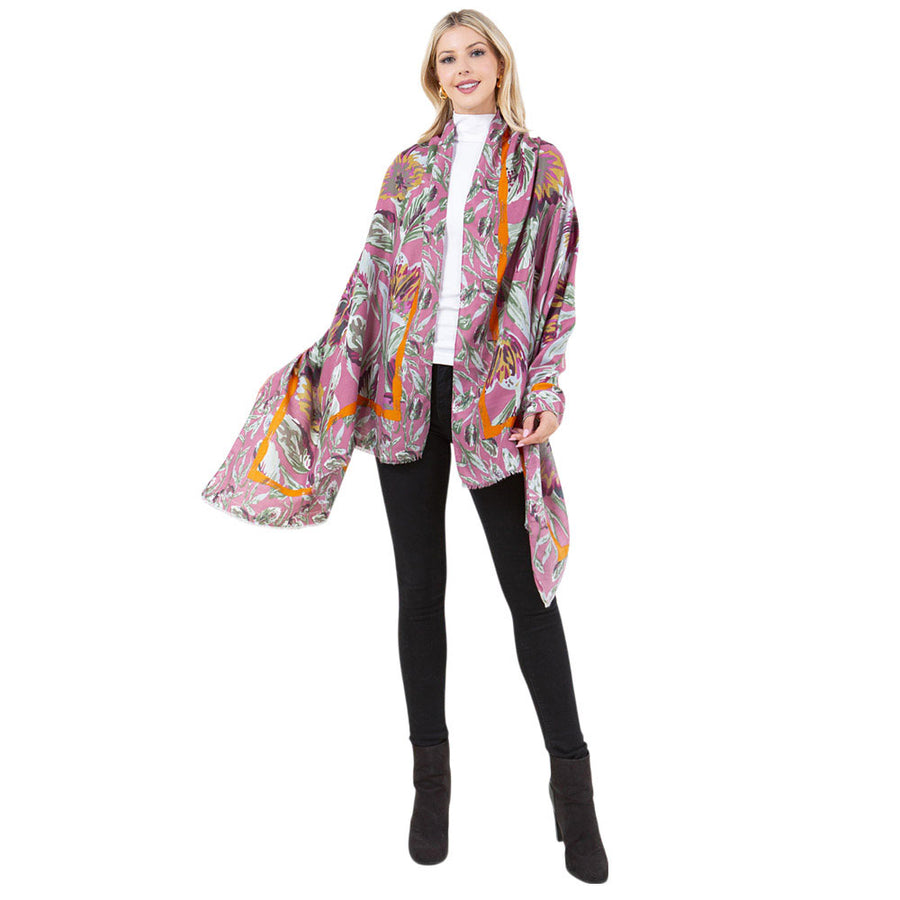 Blue Floral Pattern Scarf