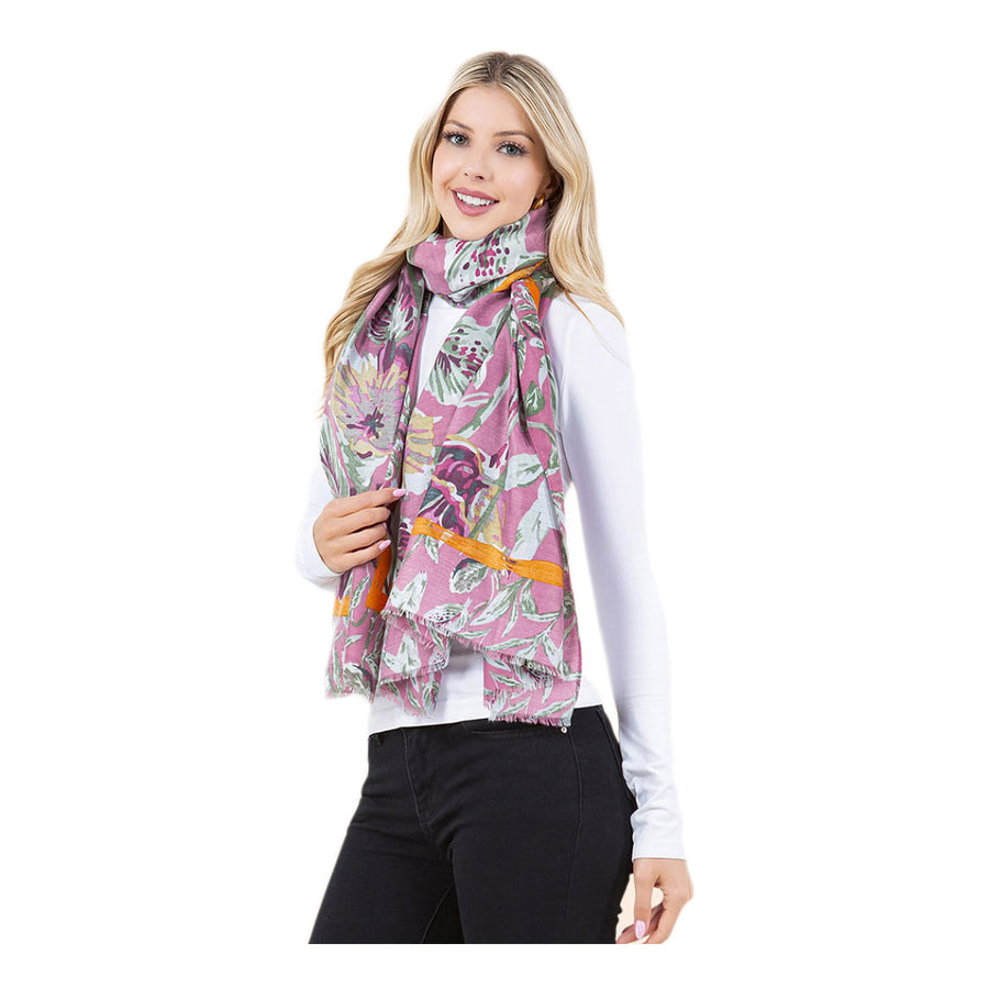 Blue Floral Pattern Scarf